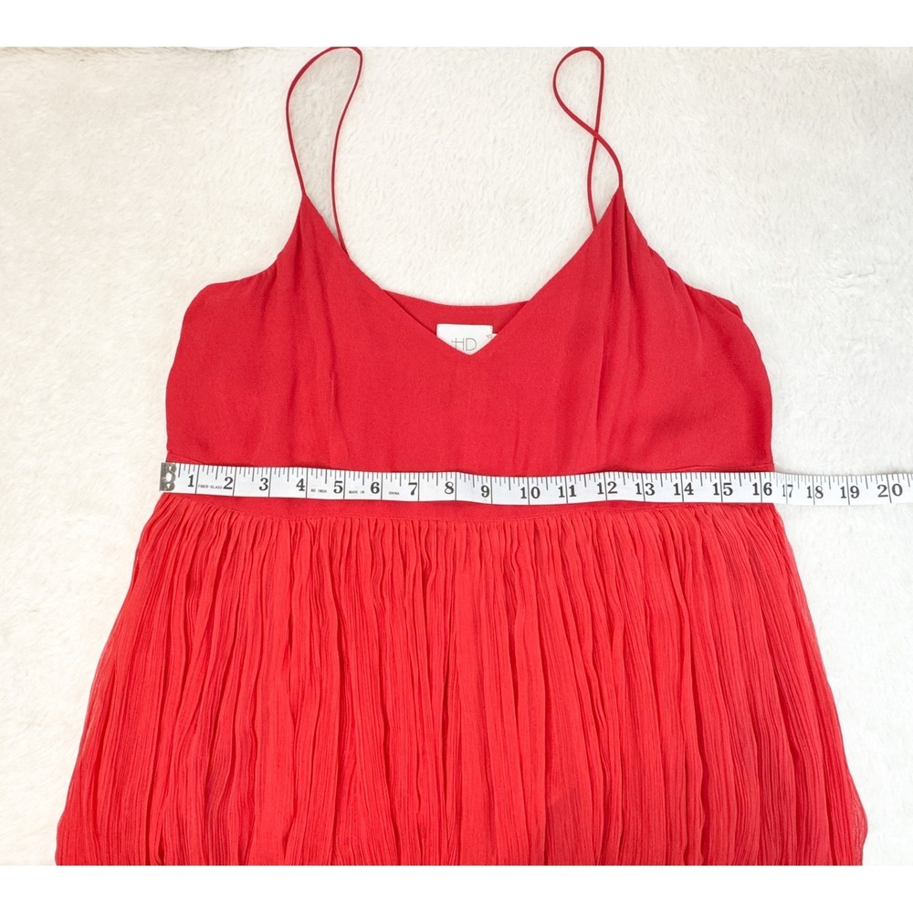 HD in Paris Anthropologie Dress Womens 4 Coral Red Pleated Midi Slip Cami - Picture 12 of 12